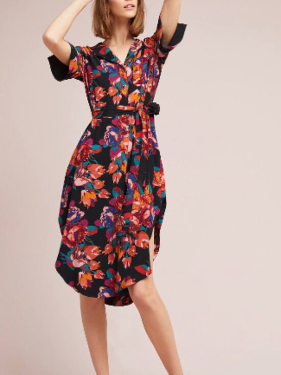 Anthropologie Maeve Floral Buttondown Shirtdress - Picture 2 of 10